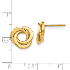 14K Yellow Gold Polished Intertwined Circles Post Earrings