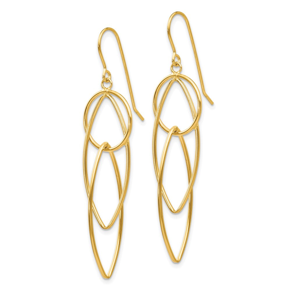 14K Yellow Gold Polished Oblong Dangle Earrings