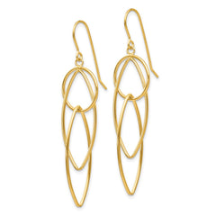 14K Yellow Gold Polished Oblong Dangle Earrings