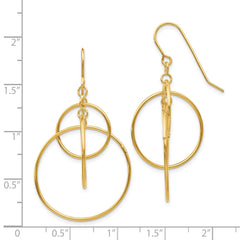 14K Yellow Gold Polished Circles Dangle Earrings