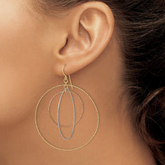 14K Tri-Color Gold Diamond-cut Graduated Circles Shepherd Hook Earrings