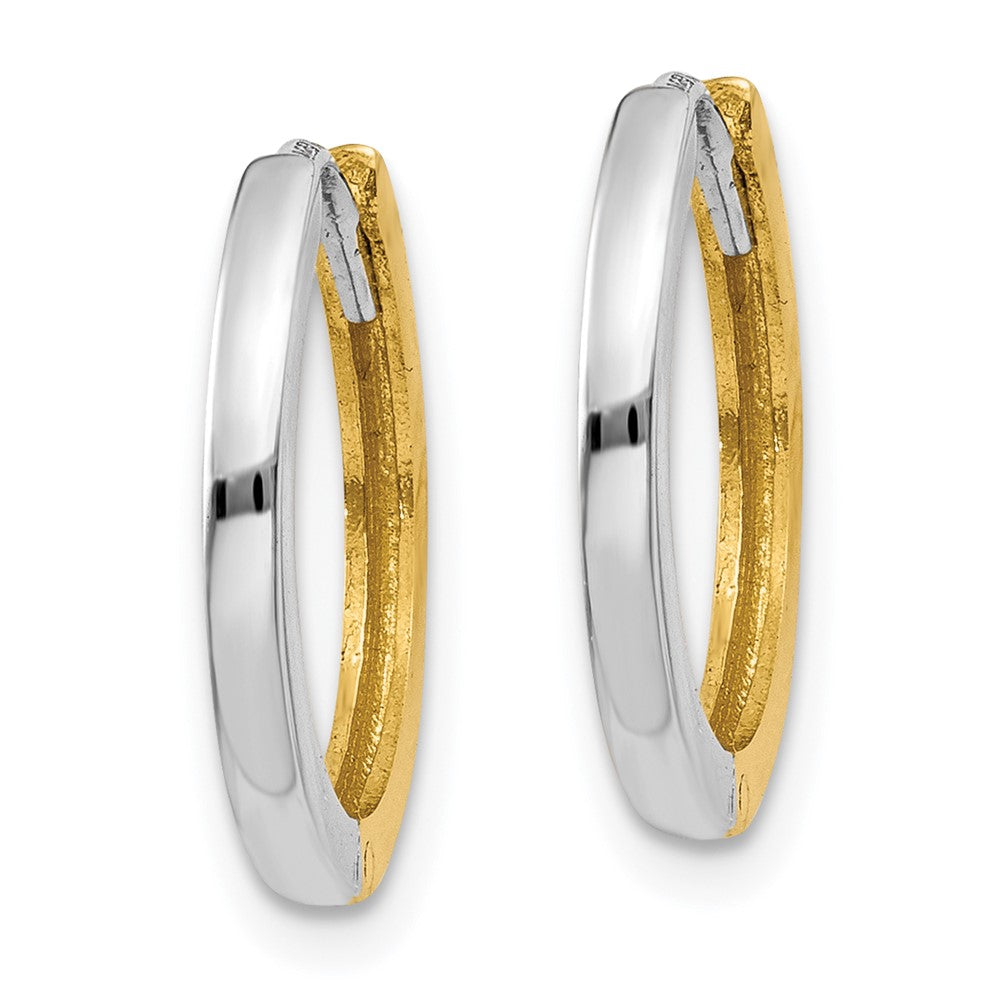 14K Two-Tone Gold Round Hinged Hoop Earrings