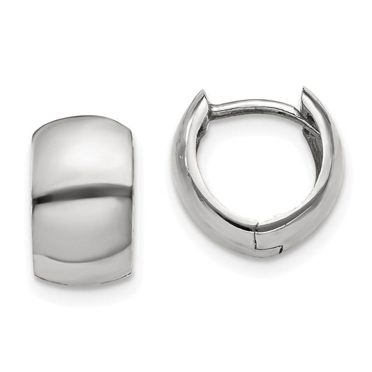14K White Gold Round Hinged Hoop Earrings