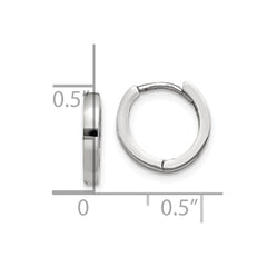 14K White Gold Round Hinged Hoop Earrings