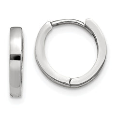 14K White Gold Round Hinged Hoop Earrings