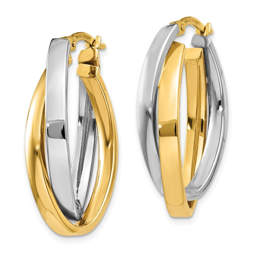 14K Two-Tone Gold Oval Hoop Earrings