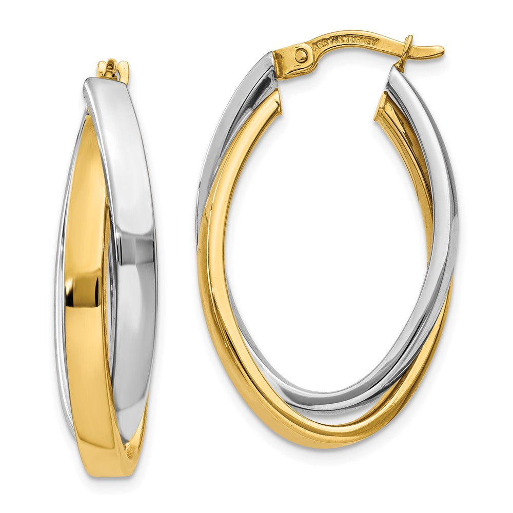 14K Two-Tone Gold Oval Hoop Earrings