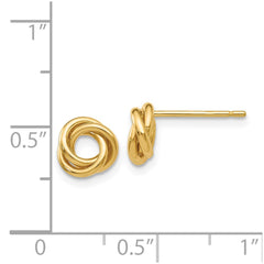 14K Yellow Gold Polished Knot Post Earrings