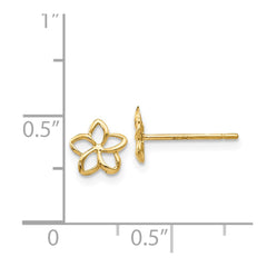 14K Yellow Gold Plumeria Post Earrings