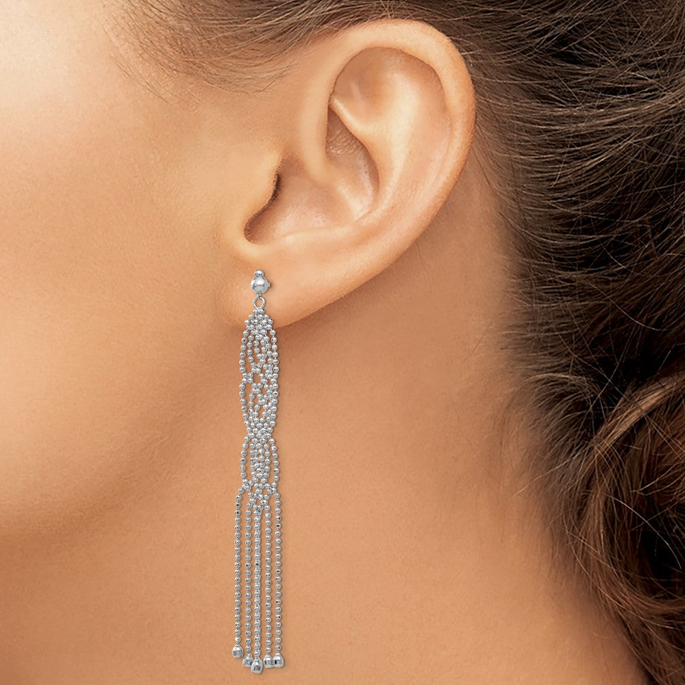 14K White Gold Bead Chain Earrings