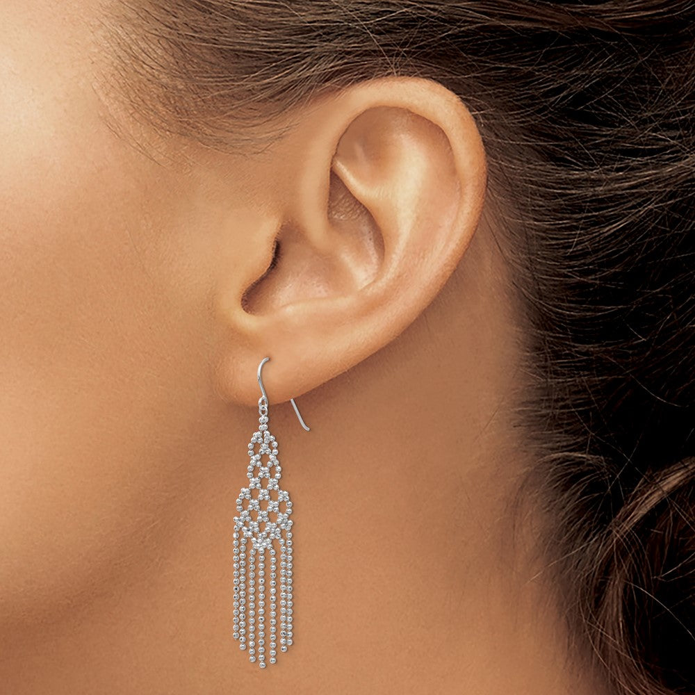 14K White Gold Beaded Earrings