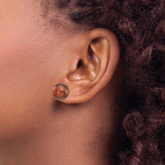 14K Yellow Gold 11-12mm Coffee Button FWC Pearl Stud Post Earrings