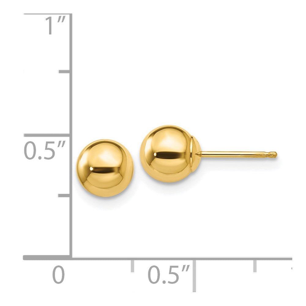 14K Yellow Gold Polished 6mm Ball Post Earrings