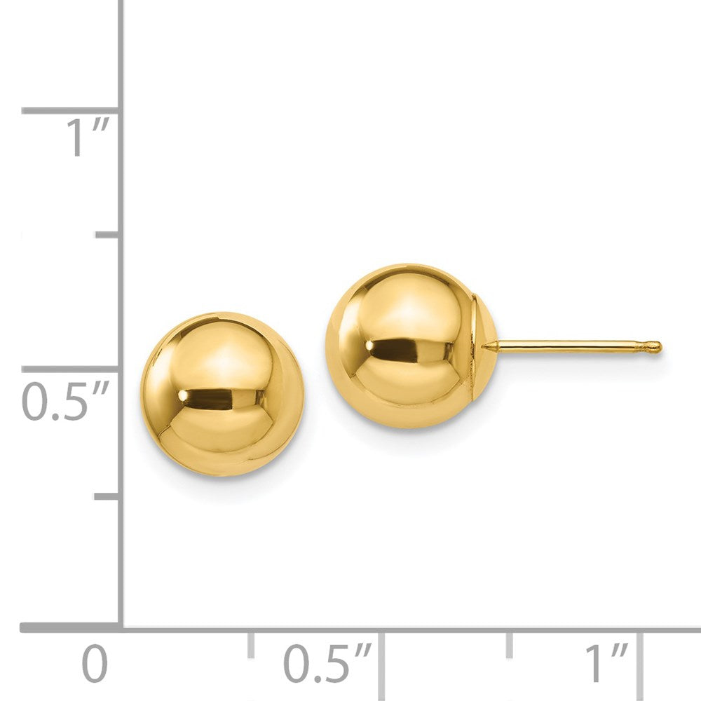 14K Yellow Gold Polished 8mm Ball Post Earrings