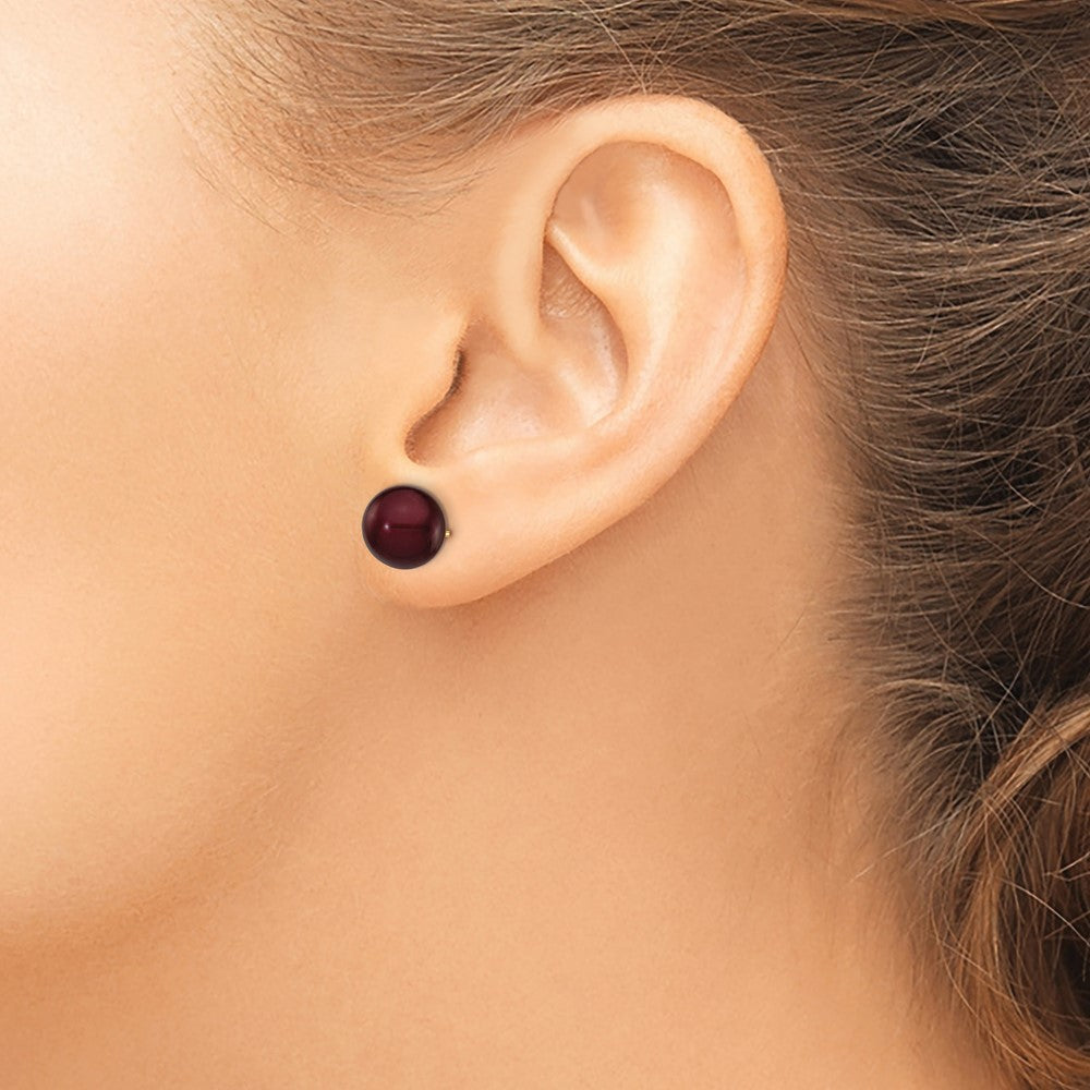 14K Yellow Gold 9-10mm Coffee Round FWC Pearl Stud Post Earrings