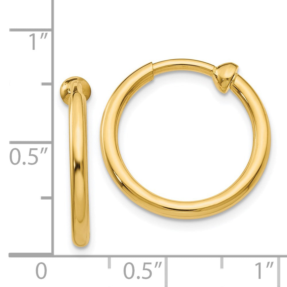 14K Yellow Gold Non-Pierced Hoop Earrings