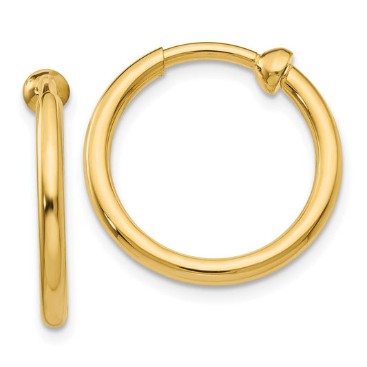 14K Yellow Gold Non-Pierced Hoop Earrings