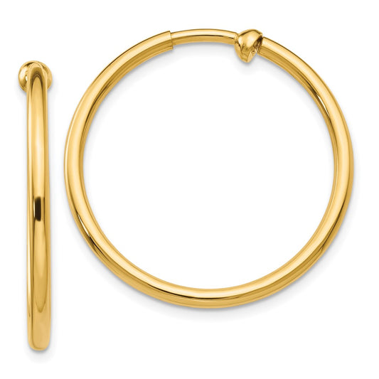 14K Yellow Gold Non-Pierced Hoop Earrings