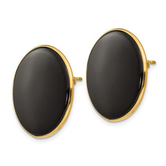14K Yellow Gold Black Onyx Earrings