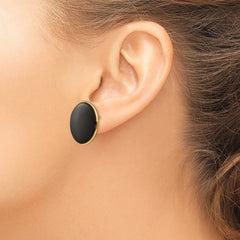 14K Yellow Gold Black Onyx Earrings