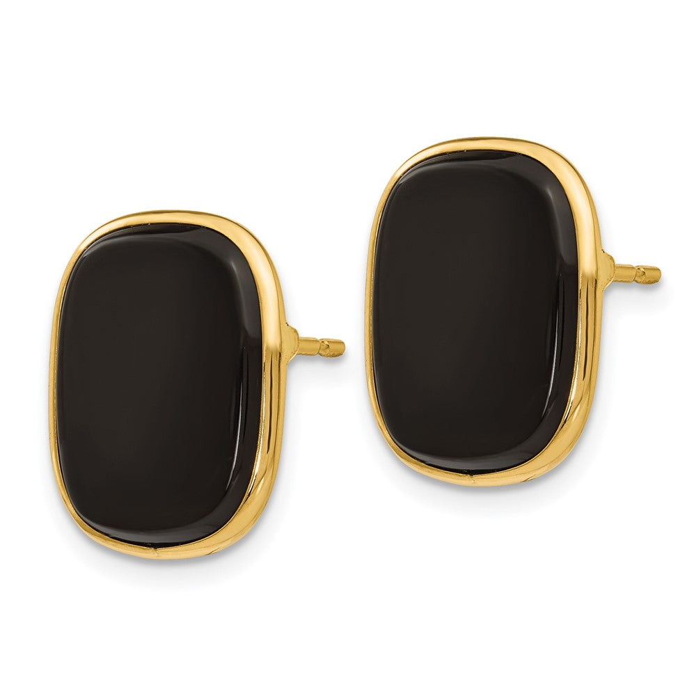 14K Yellow Gold Black Onyx Earrings