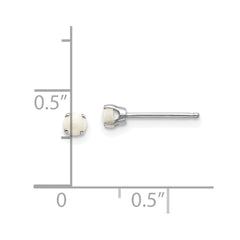 14K White Gold 3mm Opal Stud Earrings