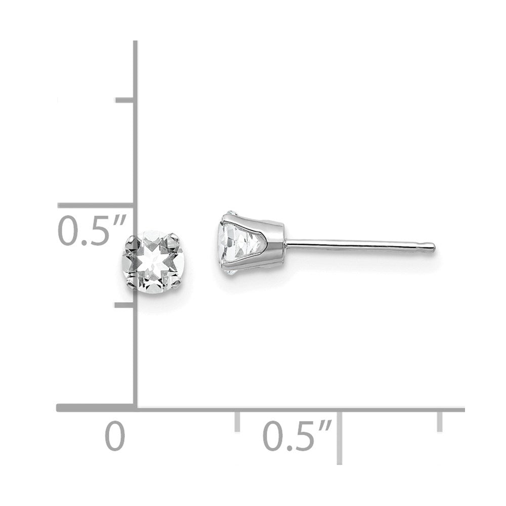 14K White Gold 4mm White Topaz Stud Earrings