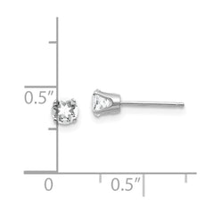 14K White Gold 4mm White Topaz Stud Earrings