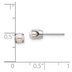 14K White Gold 4mm FWC Pearl Stud Earrings