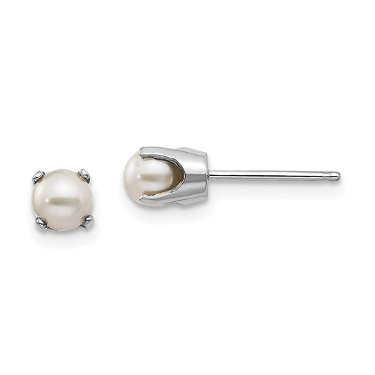 14K White Gold 4mm FWC Pearl Stud Earrings