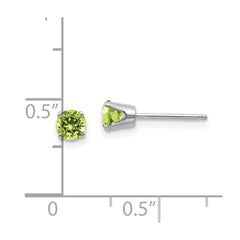 14K White Gold 4mm Peridot Stud Earrings