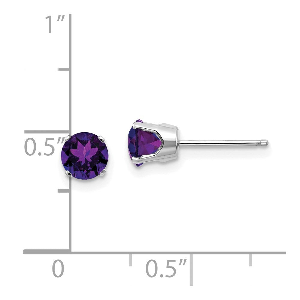 14K White Gold 5mm Amethyst Stud Earrings