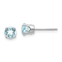 14K White Gold 5mm Aquamarine Stud Earrings