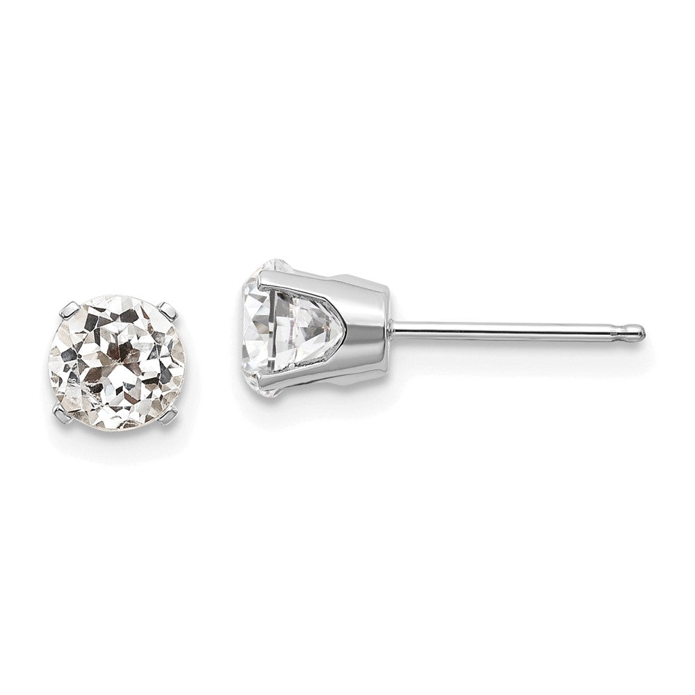 14K White Gold 5mm White Topaz Stud Earrings