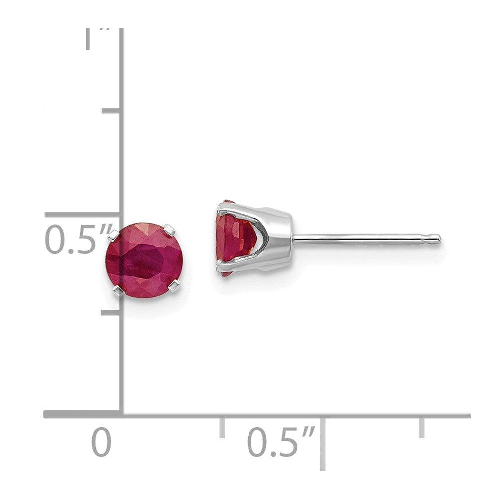 14K White Gold 5mm Ruby Stud Earrings