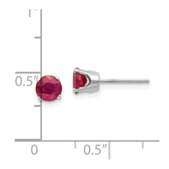 14K White Gold 5mm Ruby Stud Earrings
