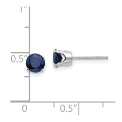 14K White Gold 5mm Natural Sapphire Stud Earrings