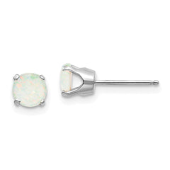 14K White Gold 5mm Opal Stud Earrings