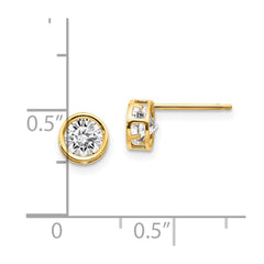 14K Yellow Gold 5mm Bezel White Topaz Stud Earrings