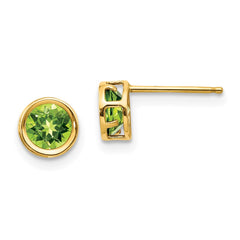 14K Yellow Gold 5mm Bezel Peridot Stud Earrings