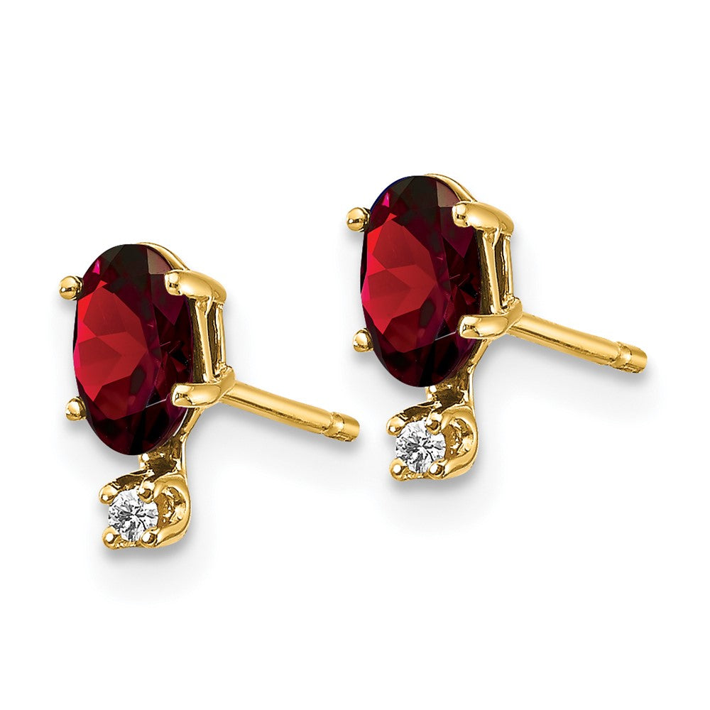 14K Yellow Gold Diamond & Garnet Birthstone Earrings