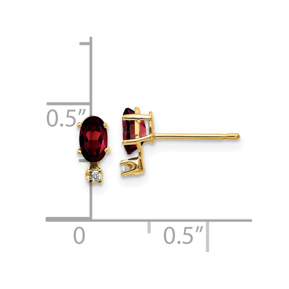 14K Yellow Gold Diamond & Garnet Birthstone Earrings