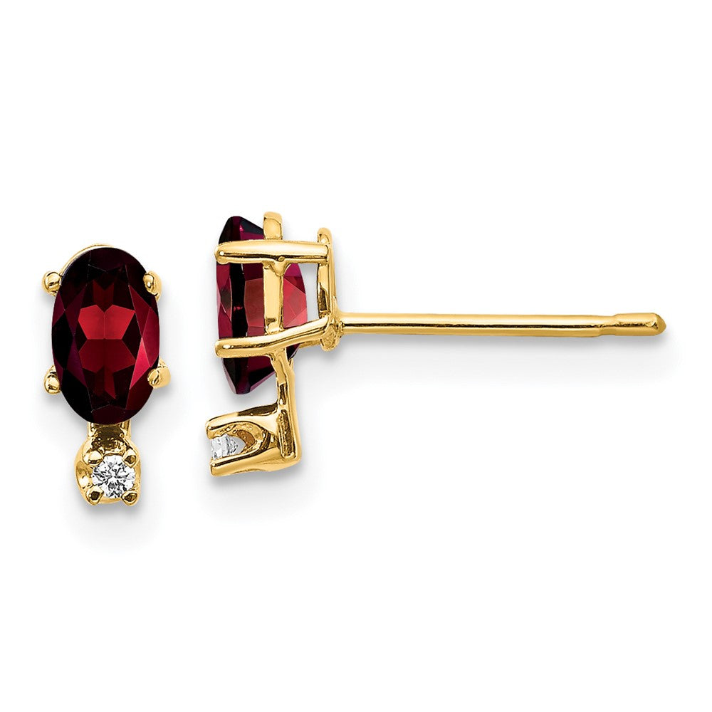 14K Yellow Gold Diamond & Garnet Birthstone Earrings