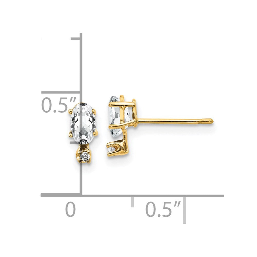 14K Yellow Gold Diamond & White Topaz Birthstone Earrings