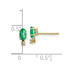 14K Yellow Gold Diamond & Emerald Birthstone Earrings