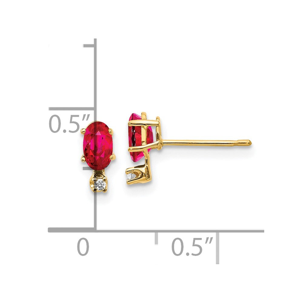 14K Yellow Gold Diamond & Ruby Birthstone Earrings
