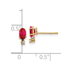 14K Yellow Gold Diamond & Ruby Birthstone Earrings