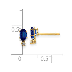 14K Yellow Gold Diamond & Sapphire Birthstone Earrings