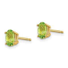 14K Yellow Gold 6x4mm Oval August Peridot Post Earrings