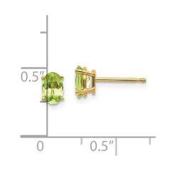 14K Yellow Gold 6x4mm Oval August Peridot Post Earrings
